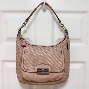 Coach Kristin Woven Leather Hobo Shoulder Bag in Blush Pink NWOT